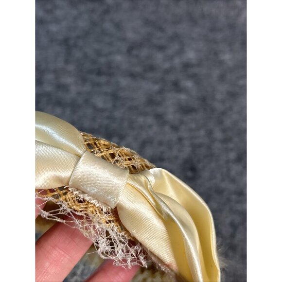 Valerie Modes 40s 50s Vintage Veil White Hat Church Lady Costume Fur Bow - Picture 5 of 7